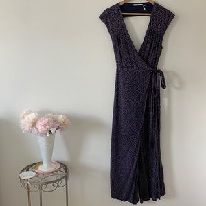 Kimchi Blue Navy Wrap Jumpsuit with flowers